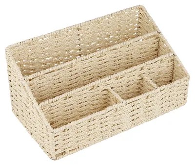 Immagine prodotto di Organizzatore da scrivania in fibre naturali, con 4 scomparti, dimensioni 33 x 18 x 15,5 cm