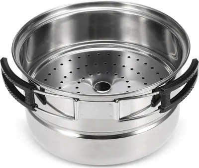 Produktbild von 3 Stuecke Camping Kochgeschirr Set Edelstahl Topf Pfanne Dampf Rack Outdoor Home Kueche Kochen Set