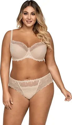 Produktbild von Ava Damen Bügel BH Dessous Stickerei halbgepolstert Schleife Träger 1030, beige, 95F