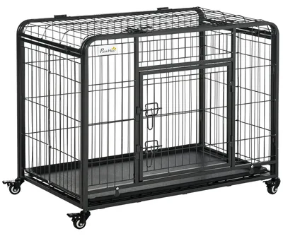 Obrázok produktu pre Klietka pre psov - Prenosná klietka pre psov - Transportná klietka - Klietka na prenášanie - Psia búda - Sklopná - S kolieskami