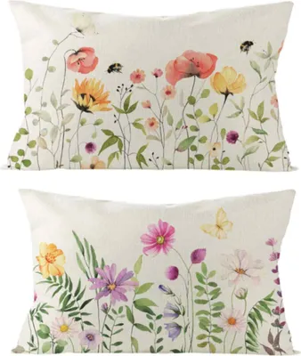 Produktbild von Mode Blumen Blätter Herbst Kissenbezug, 2er Set Dekokissen Leinen Sofakissen, Waschbare Kissenfüllung Sofakissen, 30x50 cm Zierkissenbezug Couch Wohnzimmer Schlafzimmer Garten Deko.