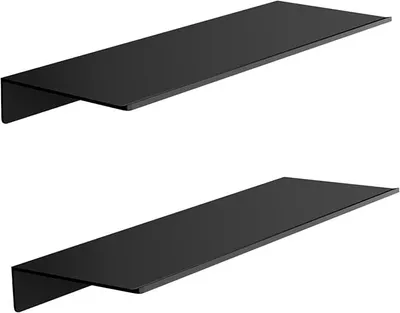 Produktbild von PolkaHome® Metall Wandregal, Schwarz, 2er Set, 40 cm, Dekorative Schweberegal für Wand, Präsentationsregal für Schlafzimmer,