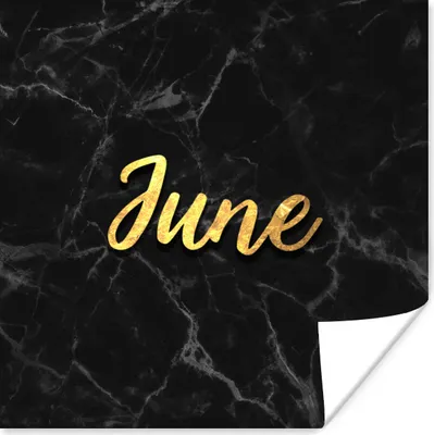 Produktbild von MuchoWow® Poster Zitat - Kalender - Juni - Gold 50x50 cm - Wohnzimmerdekoration