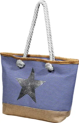 Produktbild von Damen Handtasche aus Textil mit Stern Motiv, Maße: 49 x 34 x 13,5 cm