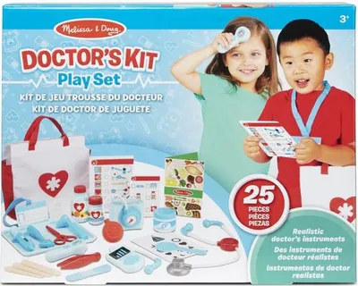 Produktbild von Arztkoffer Melissa & Doug, 25-teilig, Rollthermometer, Hörtestgerät, Stofftasche, ab 3 Jahren