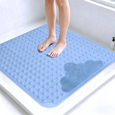 Immagine prodotto di Tappetino antiscivolo per doccia, 80x80 cm, in TPE, con effetto massaggio e ventose, colore blu