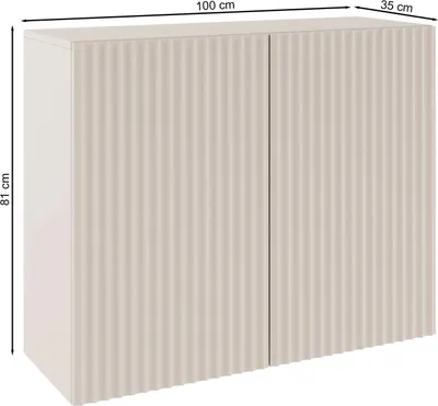Image de Selsey Sunds - Buffet avec façades à lamelles striées, 2 portes, beige cachemire, 100 cm