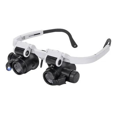 Image de Lunettes loupe LED avec lentilles optiques acryliques 23x, loupe à lunettes avec éclairage LED réglable - GLAZOOM