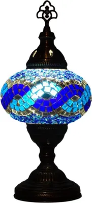 Zdjęcie produktu dla Lampa stołowa Oosterse Mozaïek ze szkła, wykonana ręcznie, średnica 16 cm, wysokość 36 cm, do żarówek E27 o mocy do 40 W.