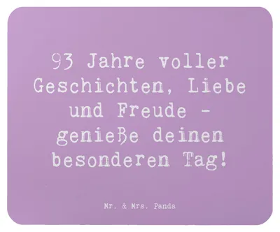 Produktbild von Mr. & Mrs. Panda Mousepad Spruch 93. Geburtstag Freude - Lavendeltraum - Geschenk, besondere Anlässe, Liebe, Happy Birthday, Mauspad, computer, Mouse Pad, Freunde, laptop