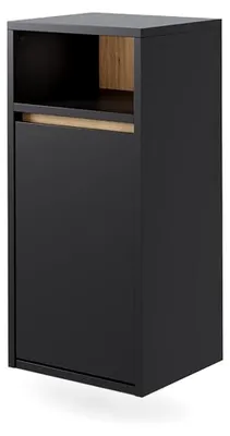 Produktbild von Badschrank Viola, Grau/Artisan, 38 x 80 cm mit Wäschkorb, mit herausnehmbarem Wäschekorb zur Aufbewahrung