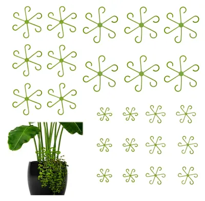 Produktbild von 24 Stück Pflanzenstützen für Zimmerpflanzen, wiederverwendbare Blumenhalter in mehreren Größen, Stützring und Pflanzenklammern für Blumen, Hortensien und Rosen