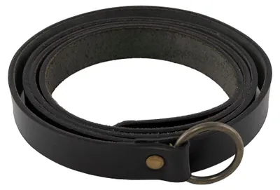 Produktbild von Mittelalterlicher Langgürtel aus Leder mit Eisenring, 160 cm, Schwarz