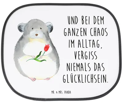 Produktbild von Mr. & Mrs. Panda Auto Sonnenblende Chinchilla Blume - Weiß - Geschenk, Chinchillas, Lustige Sprüche, Kummer, Glücklichsein, Autoscheiben Sonnenschutz, Autoscheibe, für