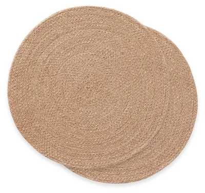 Platzdeckchen rund Jute natur 15x15 cm 2 Stück handgefertigt