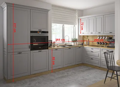 Immagine prodotto di Cucina a L "Prato" cucina componibile 365x200cm estensione parziale rovere artigianale - grigio medio