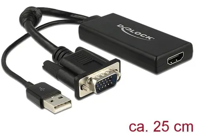 Produktbild von Delock - Videokonverter - VGA - HDMI - Schwarz - retail