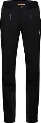 Schwarze Softshellhose für Herren von Mammut; Modell Aenergy SO Hybrid Pants; mit zwei Reißverschlusstaschen.