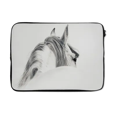 Produktbild von MuchoWow® Laptop Hülle 13 Zoll Pferd - Weiß - Tier Laptoptasche - Laptophülle - Sleeve - Rundumschutz