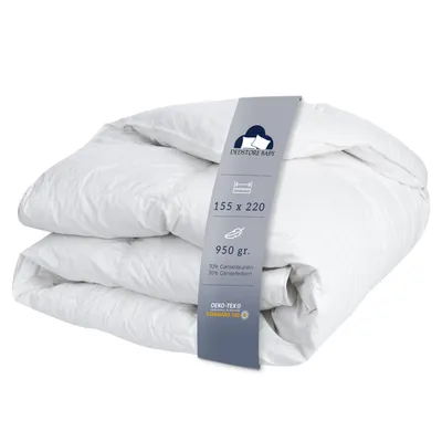 Mayaadi Home Daunendecke 200x200 Cm – 2400g, 70% Daunen/30% Federn, 100% Baumwolle, Für Allergiker