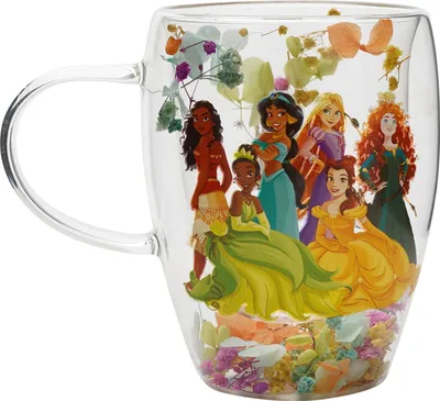Obrázek produktu pro Skleněná hrnčík s květinovým motivem a motivy Disney Princess