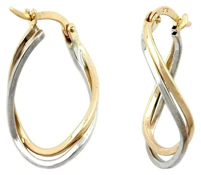 Produktbild von Creole Creolen Ohrringe 22mm 375 Gold bicolor rhodiniert Damen Goldohrringe