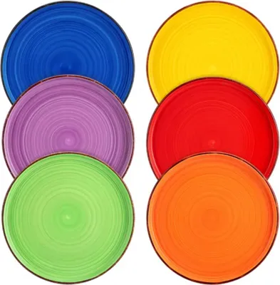 Image de Sorella Assiettes à pâtes 12 pièces - Céramique - Assiettes à dîner, creuses & à déjeuner - Mix Couleurs - Pour 4 personnes