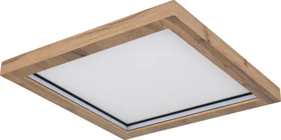 Produktbild von Globo Lighting Deckenleuchte Metall schwarz matt, MDF holzoptik dunkel, Kunststoff opal, dimmbar, mehrere Stufen über Wandschalter, Farben fixierbar, RGB Farbwechsler, RGB Farben fixierbar, RGB Regenbogeneffekt, Memoryfunktion, Nachtlicht, Fernbedienung, Batterie inkludiert 2x AAA, RGB Regenbogeneffekt innen im Rahmen, LxBxH: 400x400x65mm, inkl. LED 24W 230V, 270-2700lm Source, 170-1700lm Output, CCT 2700-6000K, inkl. RGB LED 4W 230V
