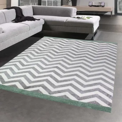 Obrázok produktu pre Koberec moderný škandinávsky dizajn v zelenej krémovo šedej farbe Veľkosť - 200 x 290 cm