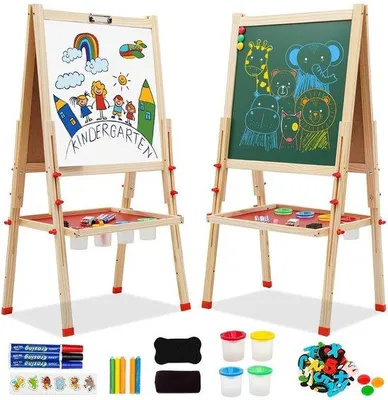 Produktbild von Kinderkunstzelt mit doppeltem Bilderrahmen und weißem Tafelteil für kreative Ausdrucksformen