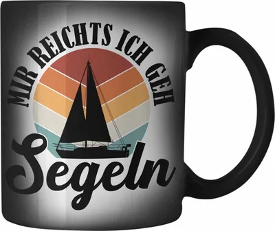 Produktbild von Trendation - Mir Reichts Ich Geh Segeln Farbwechsel Zauber-Tasse Geschenk Männer Frauen Segler Segelboot Geschenkidee Katamaran (Schwarz)