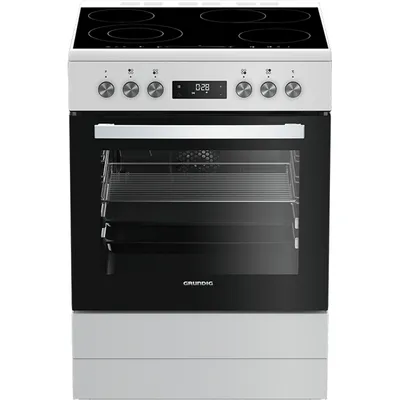 Produktbild von Grundig GFBM23420WC, Freistehender Herd, Weiß, Drehregler, Vorne oben, Keramik, 4 Zone(n)
