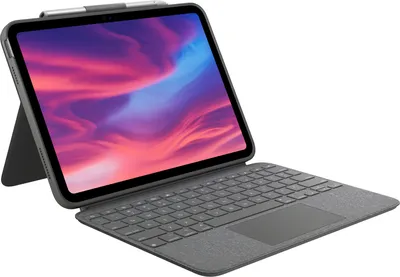 Zdjęcie produktu dla Logitech Combo Touch - Klawiatura i etui folio - z gładzikiem - podświetlana - złącze Apple Smart - QWERTY - GB - Oxford Grey (920-011441)