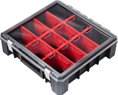 Produktbild von Sortierkasten 12 Fächer | HxBxT 11x39x40cm | Schwarz/Rot