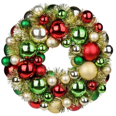 Productafbeelding van Kerstkrans, 33 cm, rood en groen, geschikt voor deur en tafel