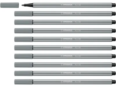 Image de Stabilo - Feutre -Tip Pen 68/95 m gris moyen | 1 pièce | 10 pièces