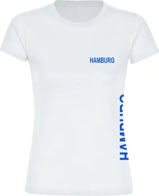 Produktbild von multifanshop Damen T-Shirt - Hamburg - Brust & Seite, weiß, Größe M