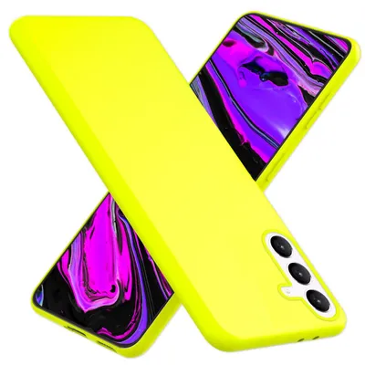 Immagine prodotto di NALIA custodia in silicone colorato al neon per Samsung Galaxy S24, custodia protettiva in colore giallo neon brillante
