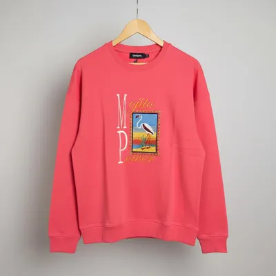 Produktbild von Desigual Damen Sweatshirt Rosa XXL Flamingo Motiv Baumwolle Langarm Pullover