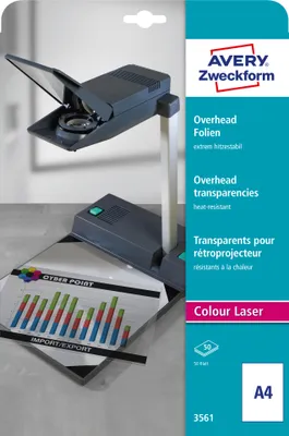 Produktbild von Avery Zweckform 3561, Overhead-Folien, A4, beidseitig beschichtet, 50 Bogen