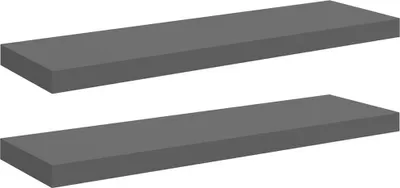Produktbild von vidaXL Schweberegale 2 Stk. Hochglanz-Grau 80x23,5x3,8 cm MDF