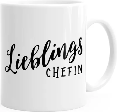Produktbild von Kaffee-Tasse Lieblingschefin Geschenk Weihnachten Geburtstag Jubiläum Bürotasse Moonworks® weiß unisize