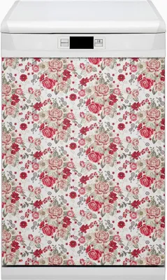Produktbild von Magnete  Küche Magnetmatte Magnet für Spülmaschine Abwaschbar Dekor 45x80 cm  - Rote Blumen