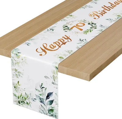 Productafbeelding van Tafelloper 72 x 13 inch, linnen, eucalyptus design, feestelijke decoratie voor verjaardag