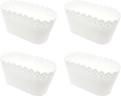 Produktbild von Kunststoff Blumentopf 28cm x 13cm x 15cm weiß 4 Stück