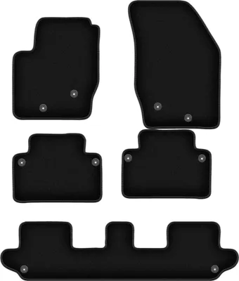 Image de Tapis de sol velours sur-mesure pour Volvo XC90 I (2002-2014, SUV 7 personnes.) noir, jeu 6 pièces, fixations