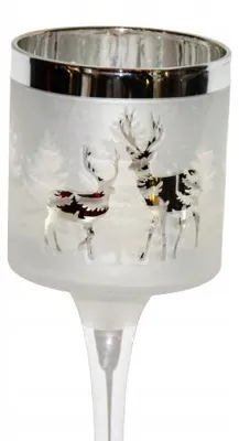 Image de Ewax Bougeoir Verre Argenté avec Rennes