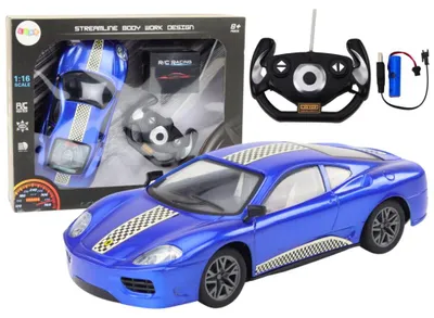 Image de Voiture télécommandée RC à l'échelle 1:16, bleue, avec phares