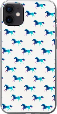 Produktbild von MuchoWow® Handyhülle Schutzhülle Hülle für Telefoonhoesje iPhone 12 mini Mädchen - Pferde - Kristall - Muster - Mädchen - Blau - Kinder - Kind Silikon Softcase Handy Hülle - Bild