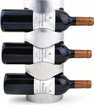 Image de Casier à vin en acier inoxydable Porte-bouteilles 3 couches Étagère murale Organiseur
